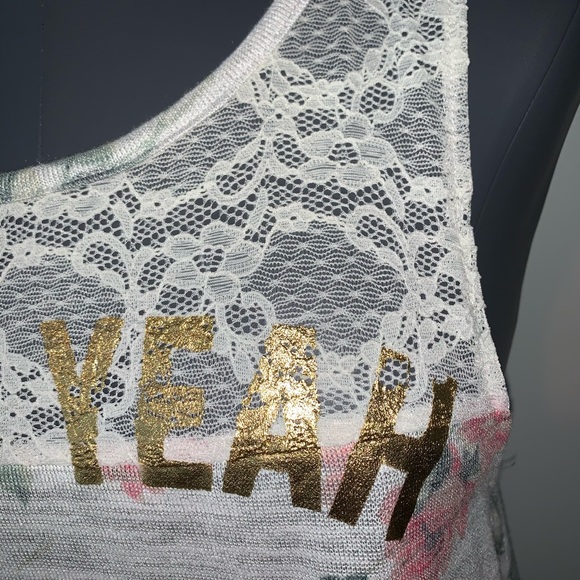 BETHANY MOTA Country Rose Cream Lace Slit Back Tank Top Heck Yeah NWTS - Picture 4 of 8